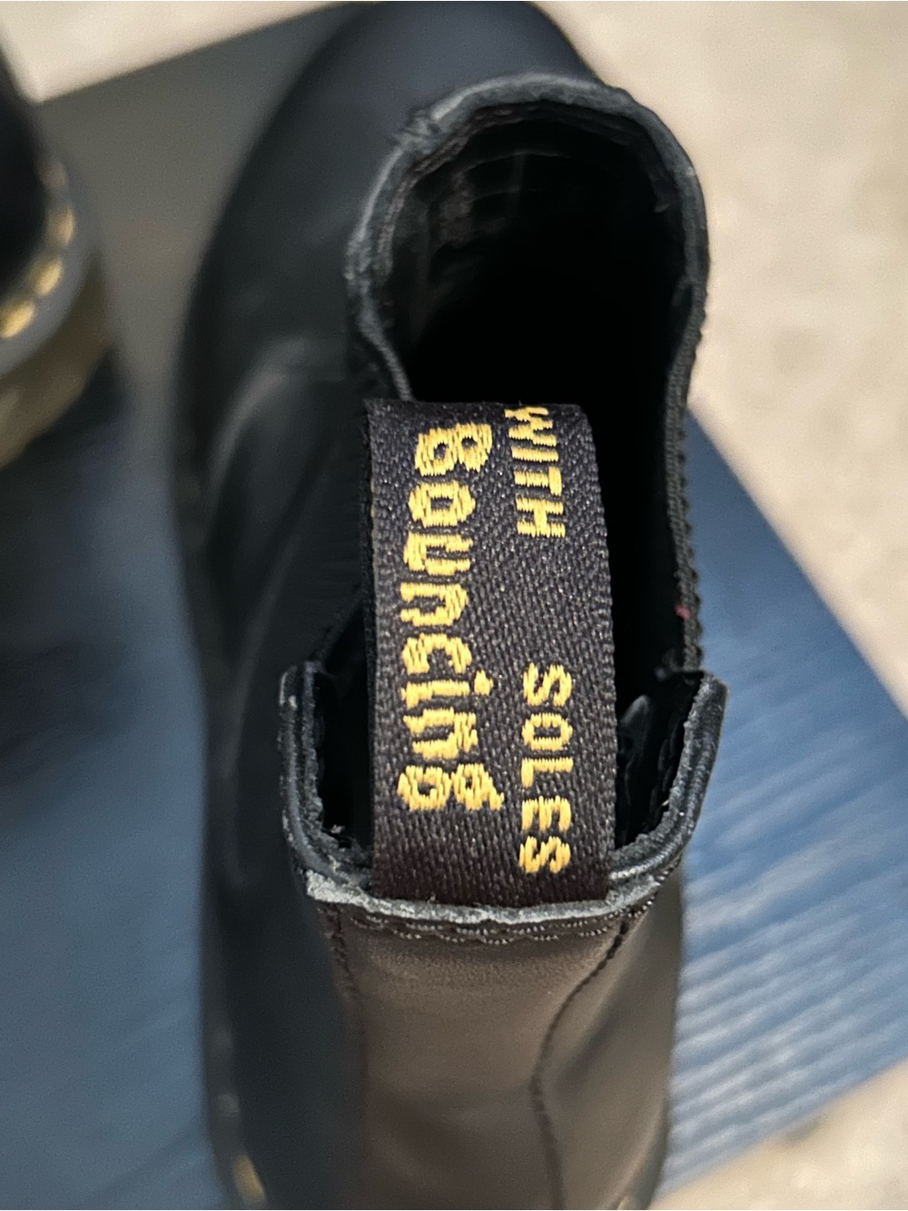 Dr. Martens Black Leather Chelsea Boots with Yellow Stitching - Picture 2 of 10